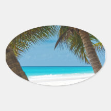 Perfect Tropical Paradise Beach Oval Sticker