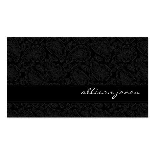 Perfectly Paisley Black Chic Business Card (front side)