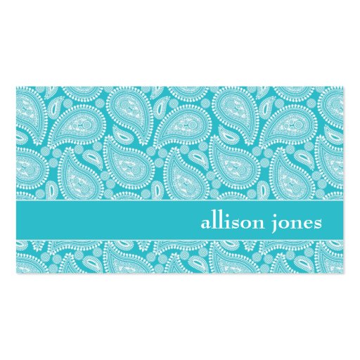 Perfectly Paisley Electric Aqua Chic Business Card
