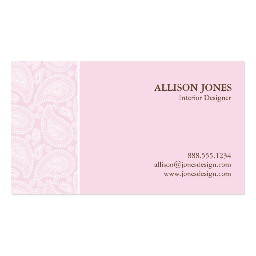 Perfectly Paisley Pink Chic Business Card (back side)