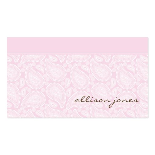 Perfectly Paisley Pink Chic Business Card (front side)