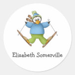 Perfectly Penguin · Skiing Round Sticker