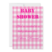 Perfectly Pink Plaid Baby Shower Invitations