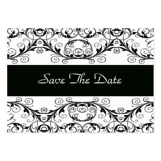 Perfectly Vintage Save The Date Black White Large Business Cards Pack Of 100 Zazzle Black And White Save The Date Templates
