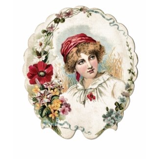 Period looking Floral Design with Woman shirt