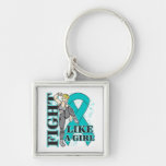 Peritoneal Cancer Fight Like A Girl Kickin Butt Key Chain
