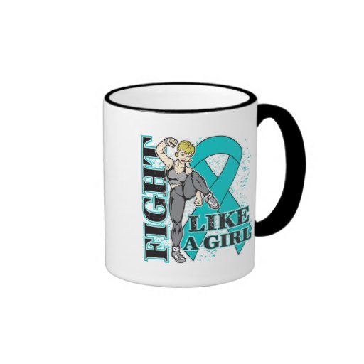 Peritoneal Cancer Fight Like A Girl Kickin Butt Coffee Mugs