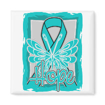 Peritoneal Cancer Hope Butterfly Portrait Magnets