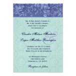 Periwinkle and Mint Vintage Damask Wedding B001 Custom Invitation