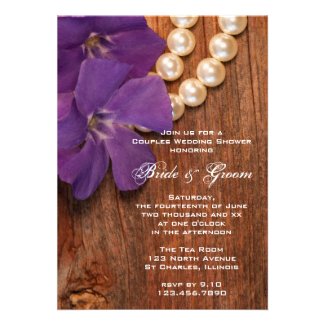 Periwinkle and Pearls Country Couples Shower Personalized Invitations