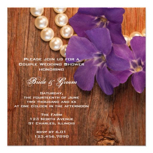 Periwinkle and Pearls Country Couples Shower Announcements