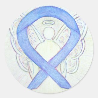 Periwinkle Awareness Ribbon Angel Decal Stickers