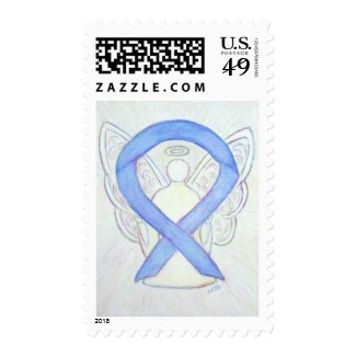 Periwinkle Awareness Ribbon Angel Postage Stamps