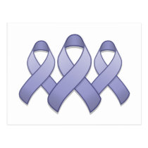 Periwinkle Awareness Ribbon Trio Postcard postcards