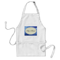 Periwinkle blue and ivory custom design aprons
