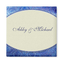 Periwinkle blue and ivory custom design magnets