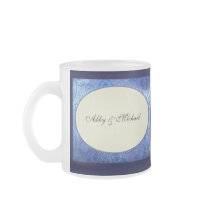 Periwinkle blue and ivory custom design mugs