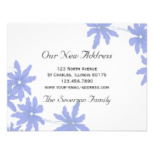Periwinkle Blue Daisies New Address Custom Invitations