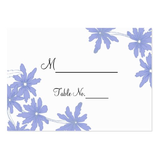 Periwinkle Blue Daisies Wedding Place Cards Business Card Templates (front side)
