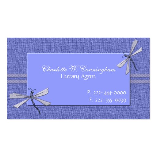 Periwinkle Blue Dragonflies Custom Business Card (front side)