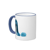 Periwinkle Blue Stiletto Shoe and Rose Coffee Mugs