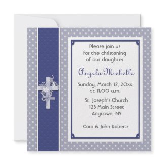 Periwinkle Christian First Holy Communion Invitations