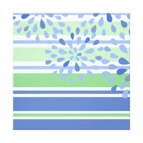 Periwinkle Green Stripes Flower Blossoms Design Canvas Print