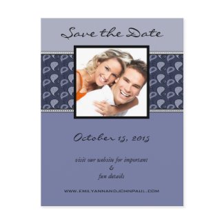 Periwinkle Ivory Paisley Save The Date Your Photo postcard