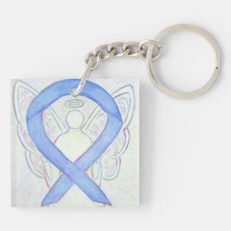Periwinkle Ribbon Angel Custom Art Keychains