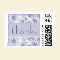 Periwinkle Sunflower Thank You Wedding Stamp stamps
