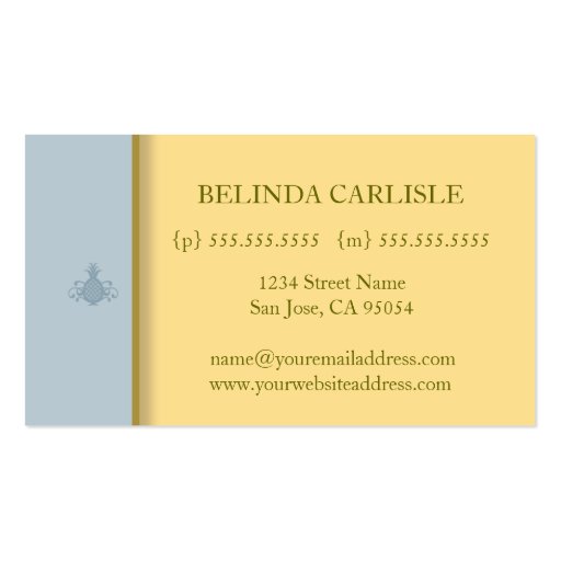 Perky Pineapple Biz Card (Yellow) Business Card (back side)