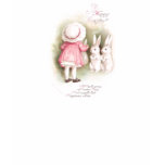 Perky White Easter Bunnies and Girl in Pink Dress t-shirts
