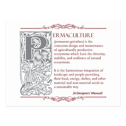 Permaculture - A Definition (1) Red & Gray Post Card