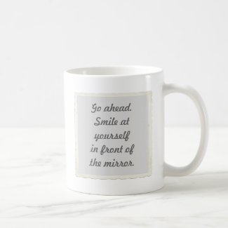Permission to smile at yourself mugs