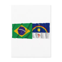 Pernambuco & Brazil Waving Flags Post Card