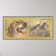 Perro de caza del poster del sello de URSS 03