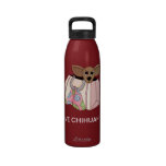Perro de la chihuahua en monedero botellas de agua reutilizables