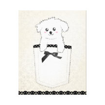 Perro de perrito lindo del bolsillo impresion de lienzo
