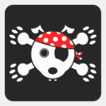 Perro del pirata calcomanías cuadradases