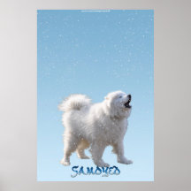 Perro del samoyedo del grito en poster del mascota