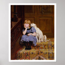 Perro que conforta al chica - condolencia de R. br Posters