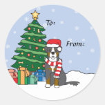 Perro y árbol de navidad de la montaña de Bernese Etiquetas