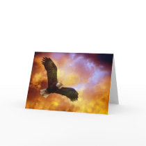 Perseverance-Eagle In Firey Clouds Blank Notecard