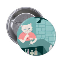Persian Cat Martini Bar Button