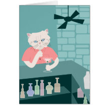 Persian Cat Martini Bar Greeting Card