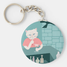 Persian Cat Martini Bar Keychain