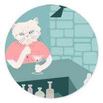 Persian Cat Martini Bar Round Sticker