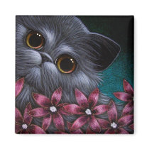 PERSIAN CAT - PINK FLOWERS Magnet by BY_CYRA PERSIAN CAT - PINK FLOWERS Magnet