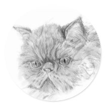 persian cat round stickers