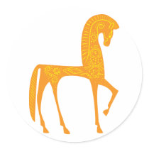 Persian design horse customizable design round sticker
